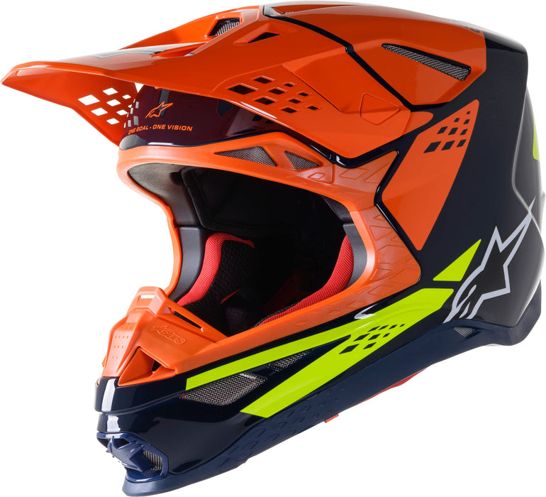 Alpinestars S.Tech S-M8 Factory Helmet Dark Blue/Orange/Ylw Fluo Lg (8302922-7445-L)