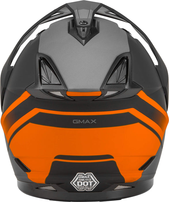 GMAX GM-11 Dual Sport Helmet (Black/Orange/Grey, Large)