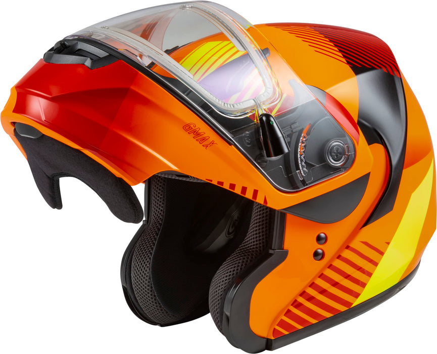 GMAX MD-04S Reserve, Lightweight Modular Helmet for Snow & Motor Sports, Comfortable Full-Face Protection (NEON Orange/HI-VIS)