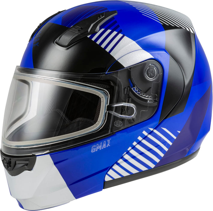 GMAX MD-04S Reserve, Lightweight Modular Helmet for Snow & Motor Sports, Comfortable Full-Face Protection (Blue/Silver/Black)