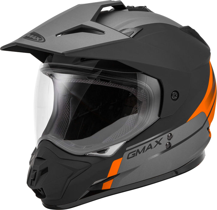 GMAX GM-11 Dual Sport Helmet (Black/Orange/Grey, Large)