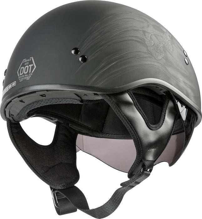 GMAX HH-65 Naked Motorcycle Street Half Helmet (Bravery Matte Black/Red/White/Blue, X-Small)