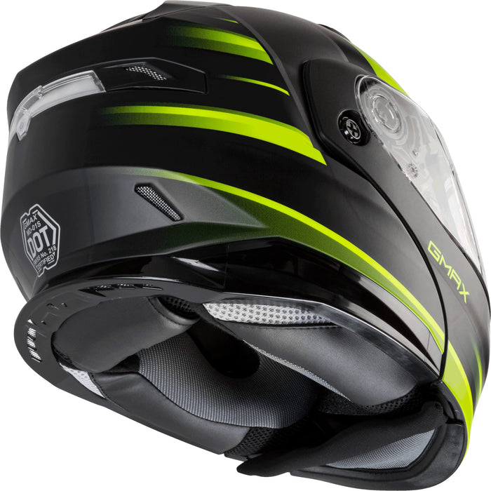 GMAX MD-01S Descendant, DOT Approved Modular Helmet, Dual Lens Shield for Snow & Motor Sports, (Matte Black/HI-VIS, X-Large)