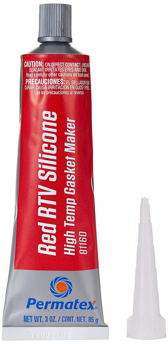 Permatex 81160 High-Temp Red RTV Silicone Gasket, 3 oz