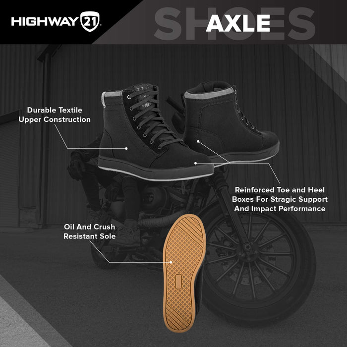 Highway 21 Men's Motorcycle Axle Shoes (Black/Gum, US 07)