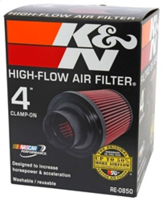 K&N Universal Clamp-On Air Filter: High Performance, Premium, Washable, Replacement Filter: Flange Diameter: 4 In, Filter Height: 6 In, Flange Length: 1.75 In, Shape: Round Tapered, RE-0850