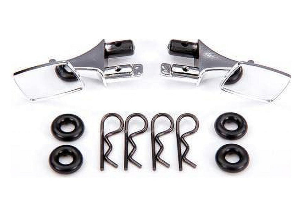 Traxxas Mirrors, Side, Chrome (Left & Right)/ O-Rings (4)/ Body Clips (4) (Fits #9111 Body) 9118