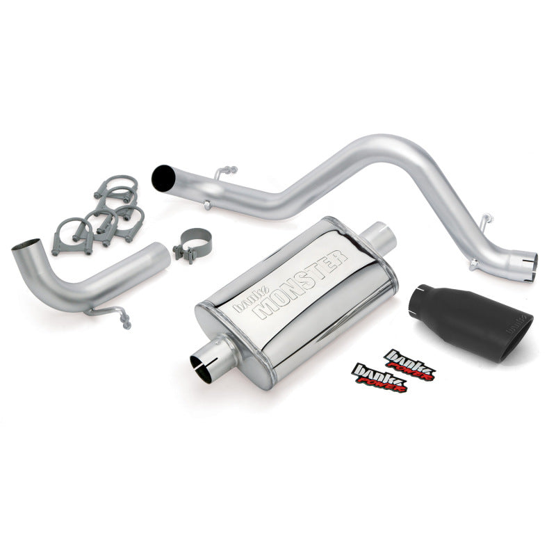 Banks Power 12-15 compatible with Jeep 3.6L Wrangler (All) 2dr Monster Exh Sys SS Single Exh w/ Black Tip 51342-B