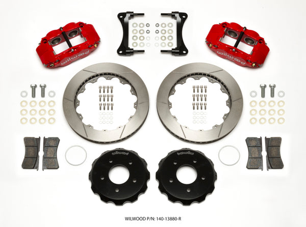 Wilwood Narrow Superlite 4R Front Hat Kit 12.88in Red 2007-Up compatible with Jeep Wrangler 140-13880-R