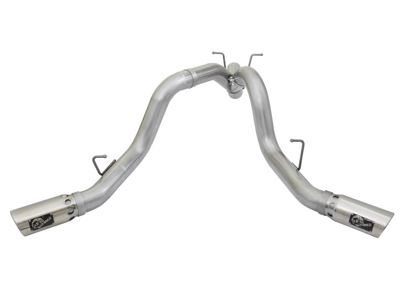 aFe ATLAS 4in DPF-Back Alum Steel Exhaust System w/Dual Exit Polished Tip 2017 GM Duramax 6.6L (td) 49-04086-P