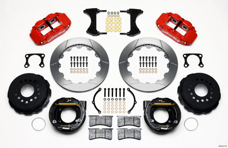 Wilwood Narrow Superlite 4R Rear P-Brk Kit 12.88in Red Big Ford Old Style 2.36in Offset 140-9217-R
