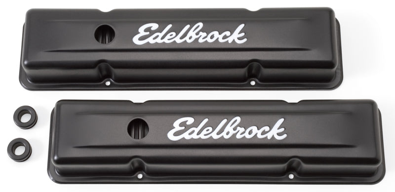 Edelbrock Valve Cover Signature Series Chevrolet 1959-1986 262-400 CI V8 Low Black 4443