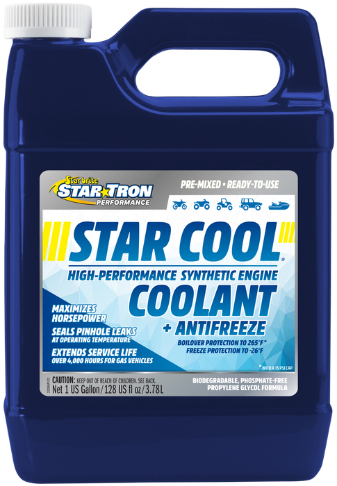 STAR TRON Star Cool High Performance Synthetic Engine Coolant + Antifreeze - Maximum Horsepower & Year-Round Protection - Propylene Glycol Formula - 64 OZ (033264)