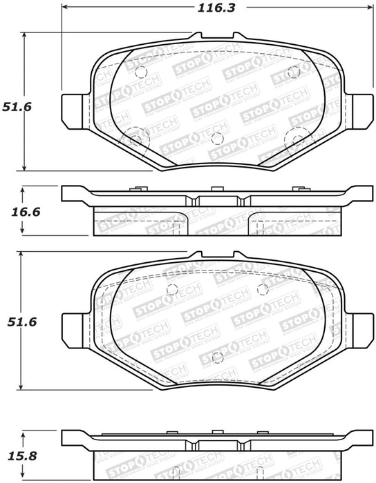 StopTech Sport Brake Pads w/Shims and Hardware Front 309.1612