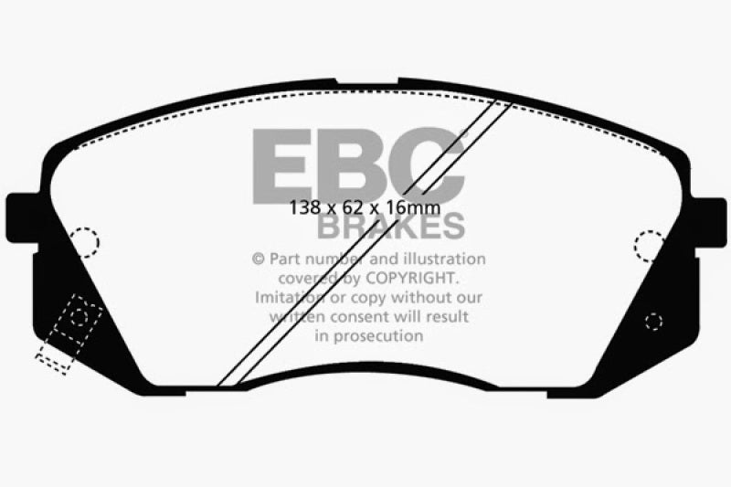 EBC 15+ Hyundai Sonata 1.6 Turbo (Elec Park Brake) Ultimax2 Front Brake Pads UD1826