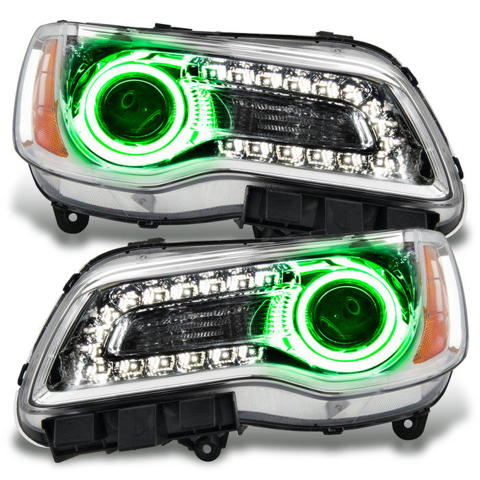 Oracle 11-14 Chrysler 300C NON HID LED Halo Headlights Chrome Housing Green SEE WARRANTY 7728-004