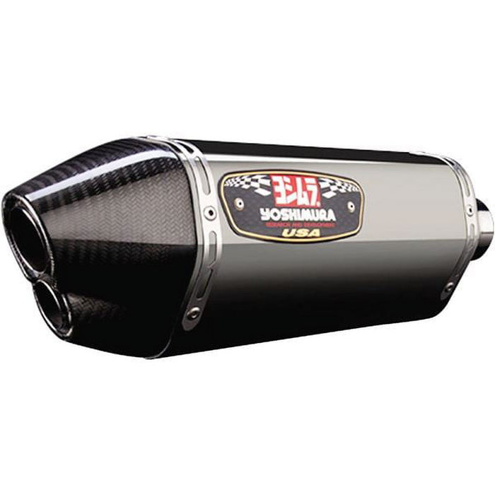 Yoshimura R-77D Dual Outlet Slip-On Exhaust (Street/Stainless Steel With Carbon Fiber End Cap) Compatible With 11-18 Suzuki Gsxr600 1160023520