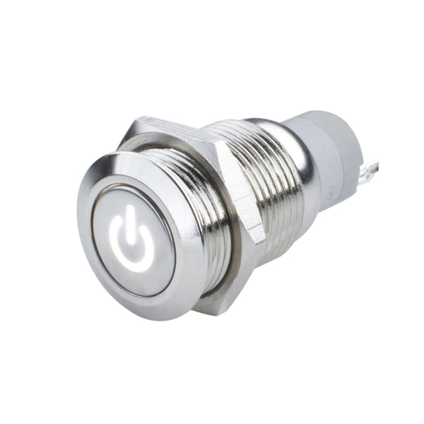 Oracle Pre-Wired Power Symbol Momentary Flush Mount LED Switch White 2050-001