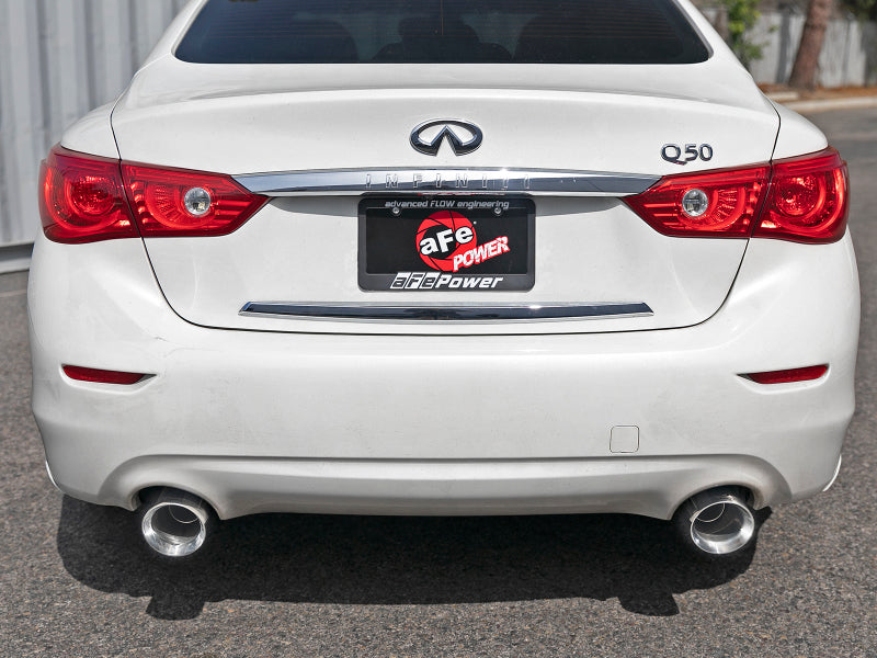 aFe Takeda 2.5in 304 SS Cat-Back Exhaust System w/ Polished Tips 16-18 Compatible with Infiniti Q50 V6-3.0L (tt) 49-36132NM-P