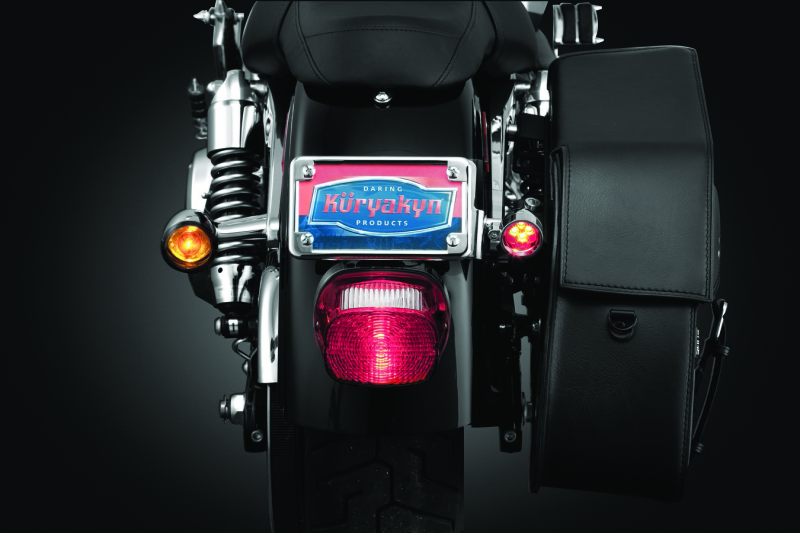 Kuryakyn Motorcycle Lighting Accessory: Rear Fender License Plate Turn Signal/Blinker Light Relocator Kit, Chrome , Black 3155