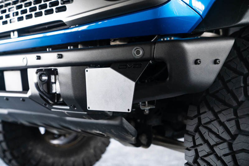 Dv8 Offroad Dv8 2021-22 Ford Bronco Factory Front Bumper License Relocation Bracket Sidefront License Plate Relocation Bracket It To The Side Of The Bumper In A More Aesthetic Position.. LPBR-02