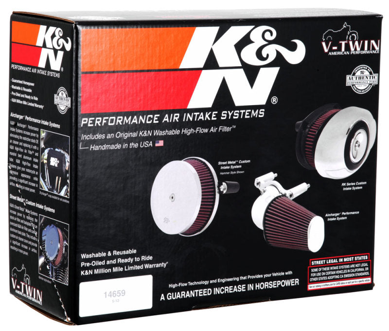 K&N RK-3910-1 Intake for H/D, TWIN CAM ASSEMBLY 99-07, LARGE CAPACITY