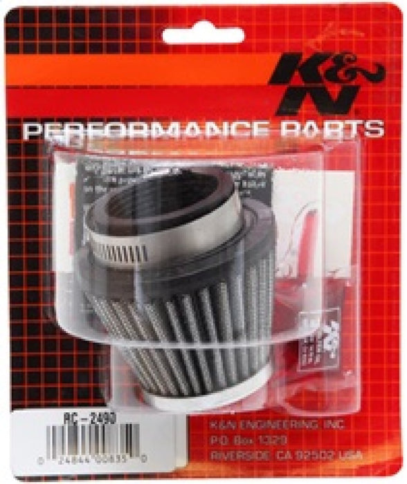 K&N Universal Clamp-On Air Intake Filter: High Performance Premium Replacement Filter: Flange Diameter: 1.6875 In, Filter Height: 2.375 In, Flange Length: 0.625 In, Shape: Round Tapered, Rc-2490,Black RC-2490