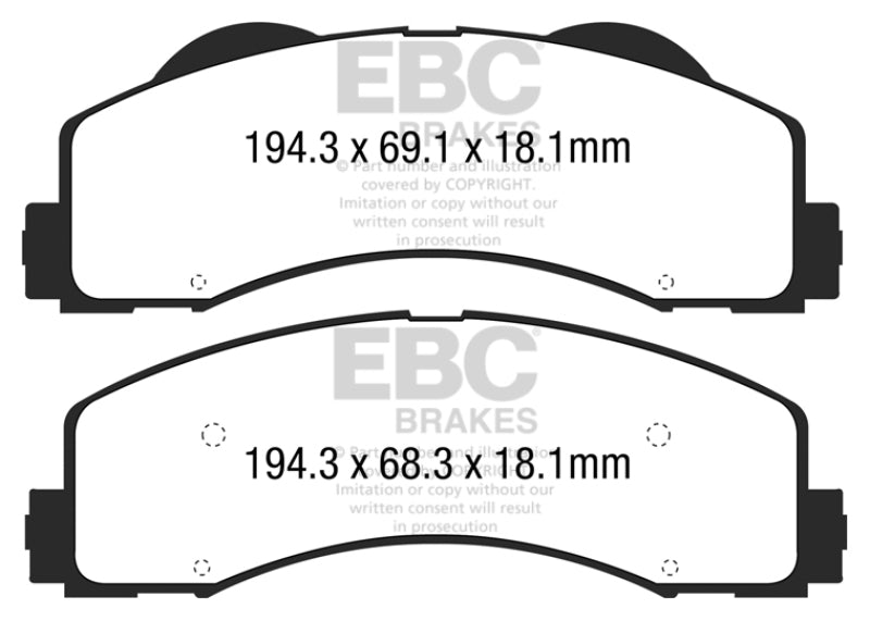 EBC Brakes Extra Duty Light Truck, Jeep and SUV Brake Pad Set Fits select: 2015-2020 FORD F150, 2021 FORD F150 RAPTOR