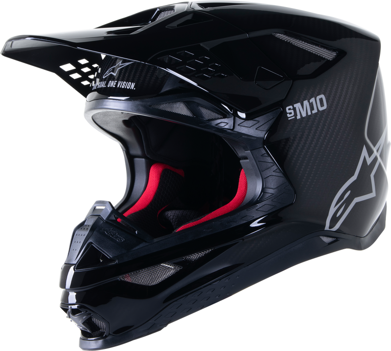 Alpinestars Supertech M10 Solid Men's Off-Road Motorcycle Helmet - Black Glossy Carbon/X-Large