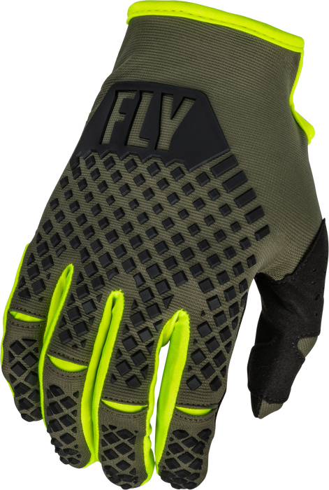 Fly Racing Youth Kinetic Gloves Olive Green/Hi-Vis Yl 376-413YL
