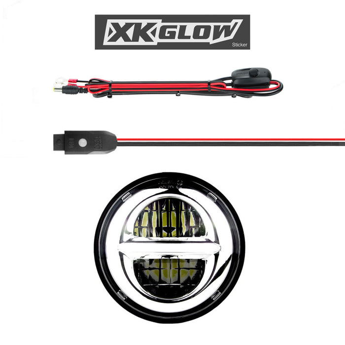 Xk Glow 5.75" Xkchrome Headlight Chrome Bezel Xk-5In-Kit-W XK-5IN-KIT-W