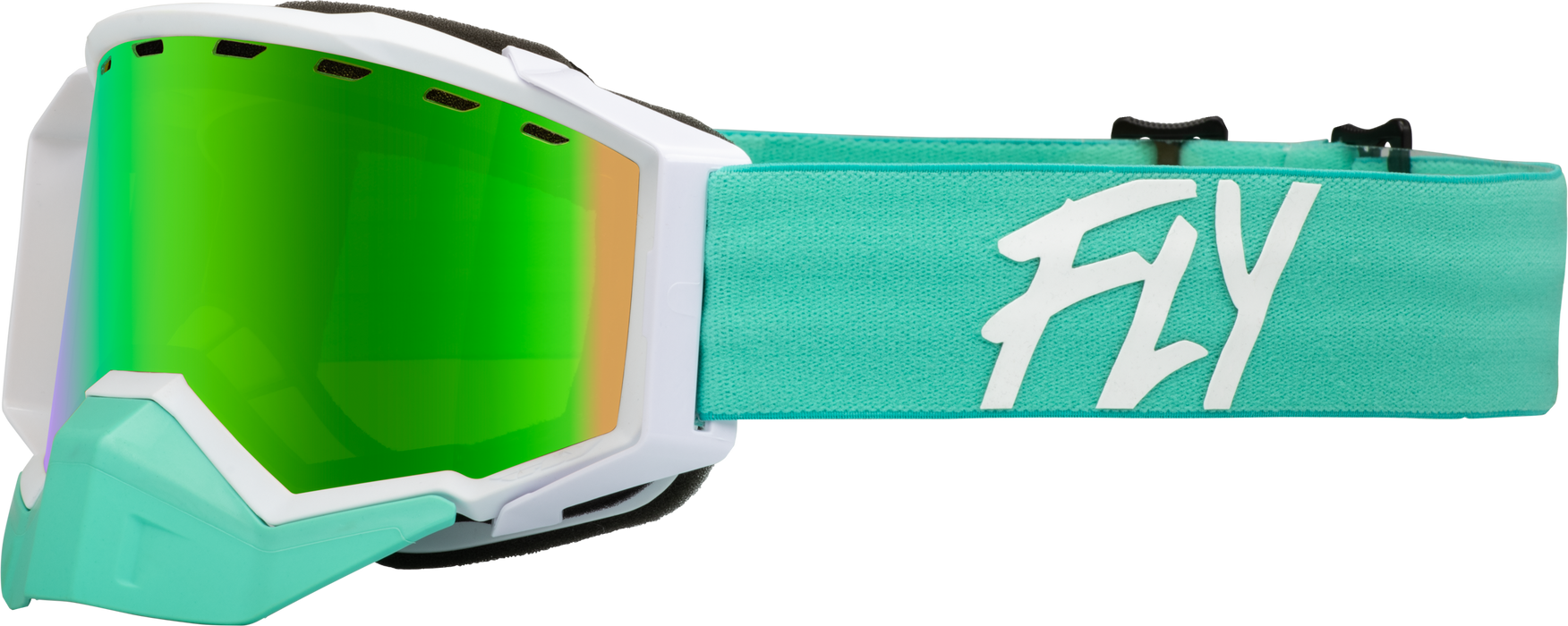 Fly Racing 2023 Zone Snow Goggle (Mint/White W/Green Mirror/Amber Lens, Adult)