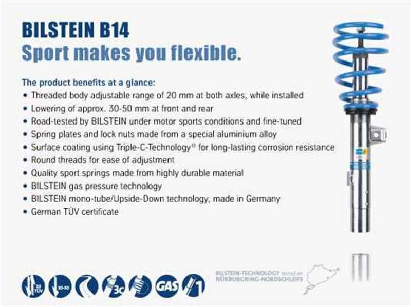 Bilstein B14 (PSS) 11-15 Compatible with Nissan Juke Front & Rear Performance Suspension Kit 47-228214