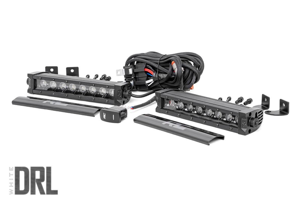 Rough Country Black Series Led Light Bar Cool White Drl 8 Inch Single Row Pair 70728BLDRL