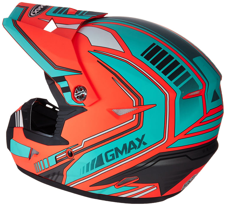 GMAX unisex-adult full-face-helmet-style Helmet (Mx46 Uncle) (Flat Orange/Teal, Youth Medium)