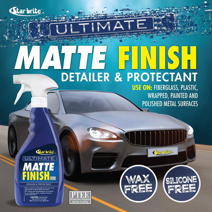 STAR BRITE Ultimate Matte Finish Detailer & Protectant Spray - Superior Cleaning & UV Protection for All Matte Surfaces - 22 Ounce (098122)