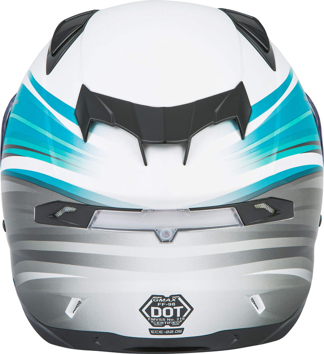 FF-98 Full-FACE Osmosis, Full-Face Motorcycle Helmet, DOT- and ECE- Approved for Street Riding and More (Matte White/Teal/Grey, Large)