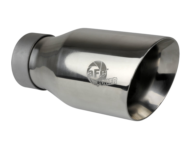 aFe MACH Force-Xp Univ 304 SS Double-Wall Clamp-On Exhaust Tip Polished 3in Inlet 4.5in Outlet 49T30454-P093