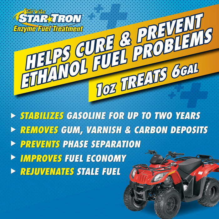 STAR BRITE Star Tron Enzyme Fuel Treatment SEF Gasoline Formula - 1 oz. Treats 6 Gallons - 1 OZ Twin Pack (14301)