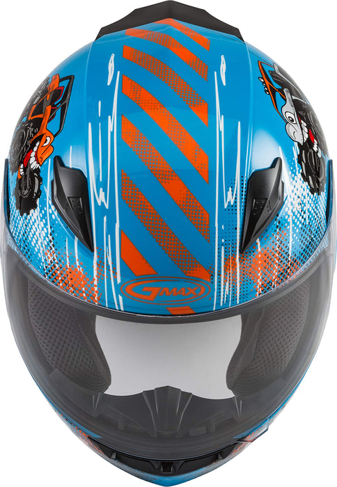 GMAX GM-49Y Cold Weather, Youth Full-Face Helmet, DOT Approved for Snow & Motor Sports (Blue/Orange/Grey)