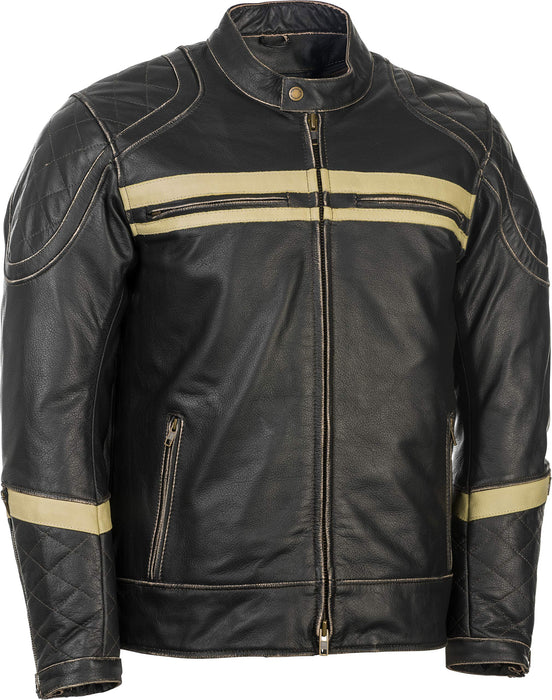 Highway 21 Men's Motorcycle Motordrome Jacket (Antique Black, 4X-Large)