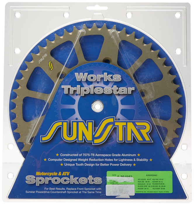 Sunstar 5-361952 Works Triplestar 52-Teeth 520 Chain Size Rear Aluminum Sprocket