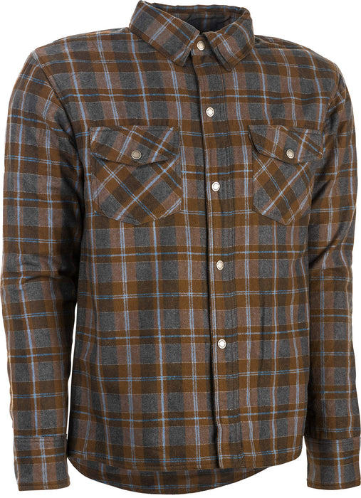 Highway 21 Marksman Flannel Shirt, Plaid, Button-Down Motorcycle Jacket For Men, Protective Woven Cotton Fabric #6049 489-1183~2