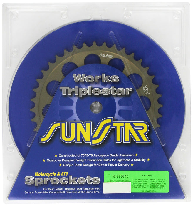 Sunstar 5-335640 Works Triplestar 40-Teeth 520 Chain Size Rear Aluminum Sprocket