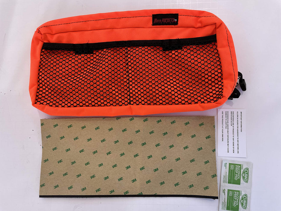 Moto Pockets Motorcycle Pannier/Side Case Lid Bag Hi-Vis Orange, 14"x6" 2.75 Liters, Quick Installation, Made in the USA