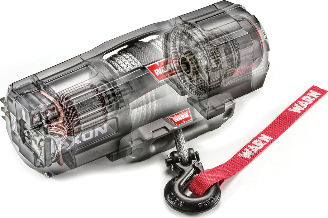 WARN 101155 AXON 55 Powersports Winch With Steel Rope and HUB Wireless Receiver: 1/4" Diameter x 50' Length, 2.75 Ton (5,500 lb) Pulling Capacity