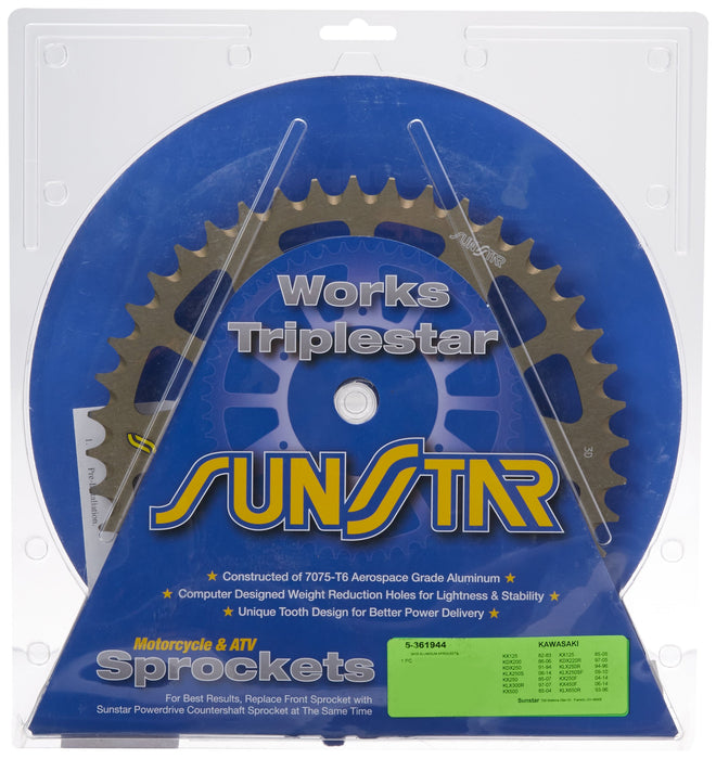 Sunstar 5-361944 Works Triplestar 44-Teeth 520 Chain Size Rear Aluminum Sprocket