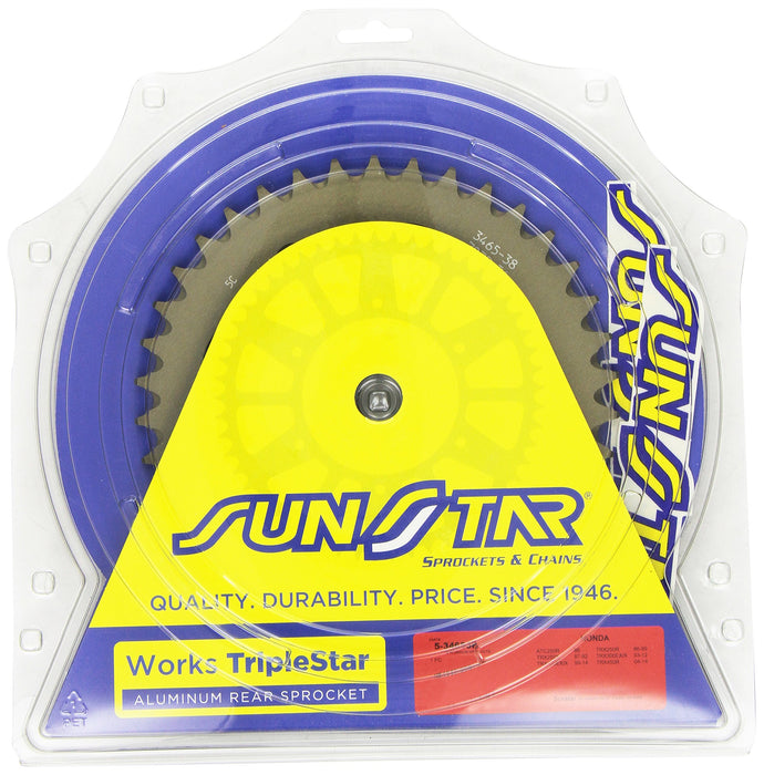 Sunstar 5-346538 Works Triplestar 38-Teeth 520 Chain Size Rear Aluminum Sprocket