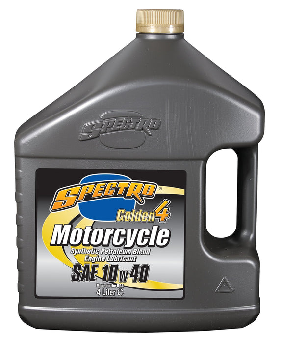 Spectro Golden 4 Synthetic Petroleum Blend Motorcycle Engine Lubricant 10w40 Oil - 4 Liters