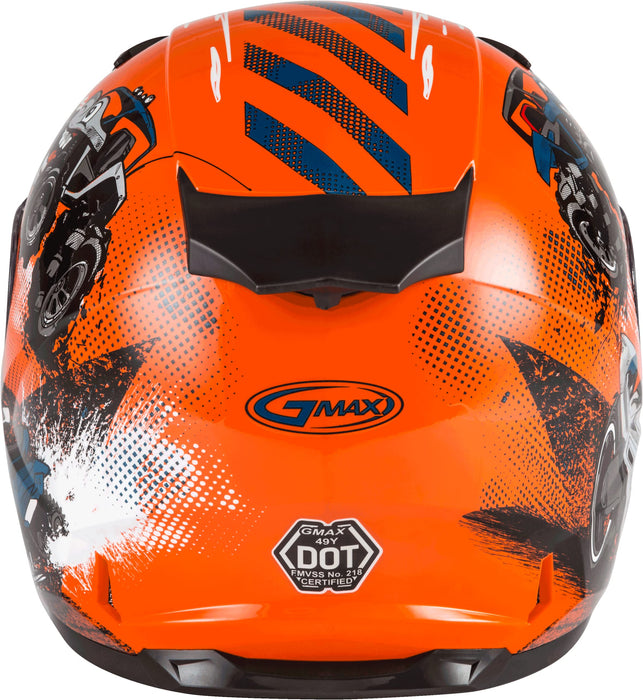 GMAX GM-49Y Beasts, Youth Full-Face Helmet, DOT Approved for Motorcycles, ATVs, Dirt Bikes and More (Orange/Blue/Grey)